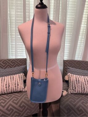 Dress Up Your Purse Mini Crossbody Bag, Orchid Blue, Togo Leather